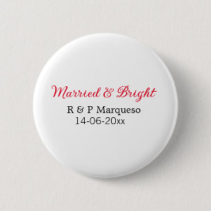 Badge Rond 5 Cm Marié & lumineux ajouter nom de couple mariage ajo