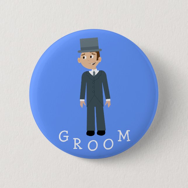 Badge Rond 5 Cm Marié mignon de bande dessinée (Devant)