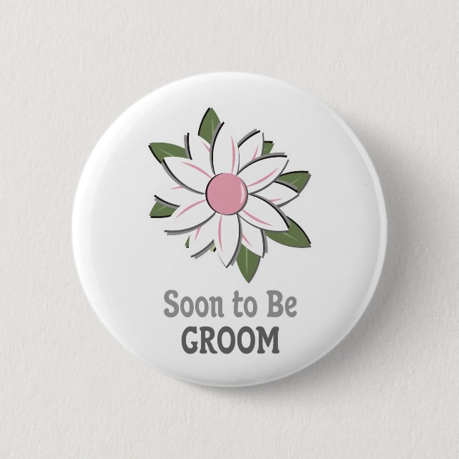 Badge Rond 5 Cm Marié rose de fleur bientôt (Devant)