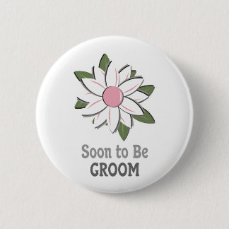 Badge Rond 5 Cm Marié rose de fleur bientôt