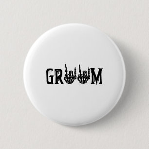 Badge Rond 5 Cm Marié Squelette Main Mariée Halloween Mariage Ente