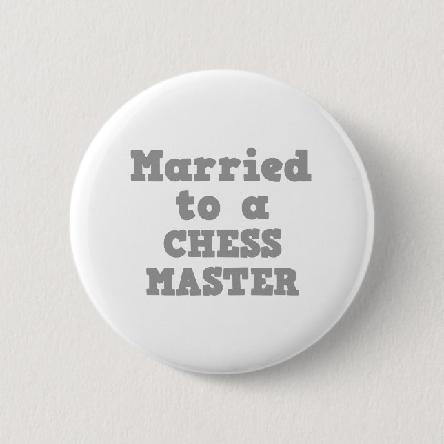 BADGE ROND 5 CM MARIÉE À UN MAÎTRE D'ÉCHECS (Devant)
