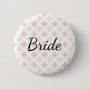 Badge Rond 5 Cm Mariée Damask Peach Blush