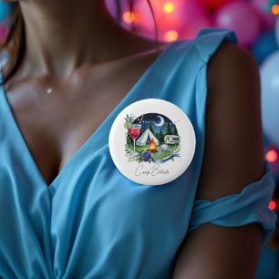 Badge Rond 5 Cm Mariée de camping rustique personnalisée pour l'en