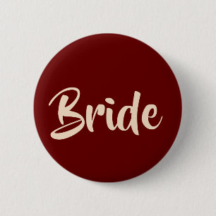 Badge Rond 5 Cm Mariée de mariage bordeaux et blush
