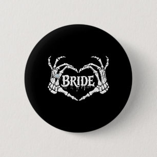 Badge Rond 5 Cm Mariée effrayante Squelette Mains Halloween Fiança