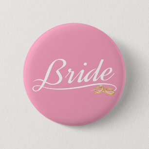 Badge Rond 5 Cm Mariée Élégante Calligraphie de Mariage   Épinglet