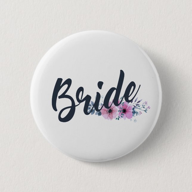 Badge Rond 5 Cm Mariée Élégante Calligraphie de Mariage | Épinglet (Devant)