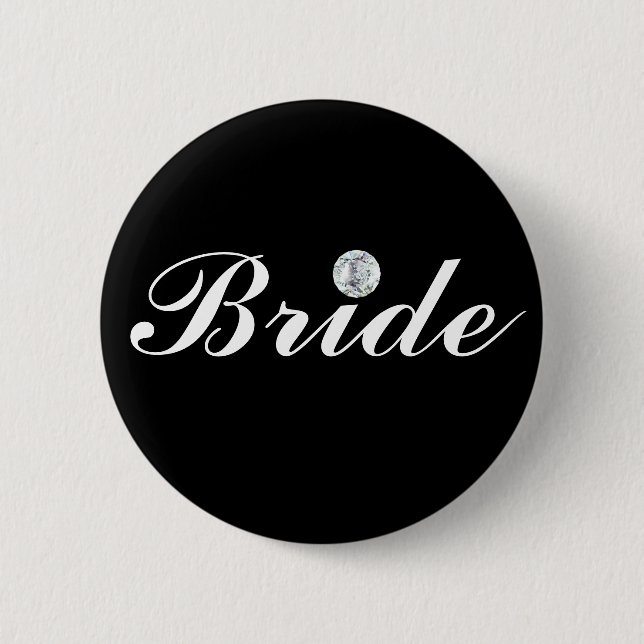 Badge Rond 5 Cm Mariée en diamant noir (Devant)