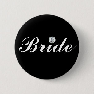 Badge Rond 5 Cm Mariée en diamant noir
