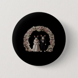 Badge Rond 5 Cm Mariée et marié chat mignon et adorable