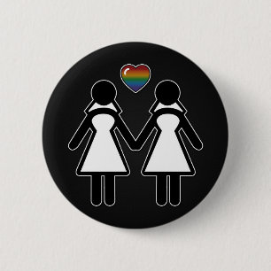 Badge Rond 5 Cm Mariée et mariée de Silhouette