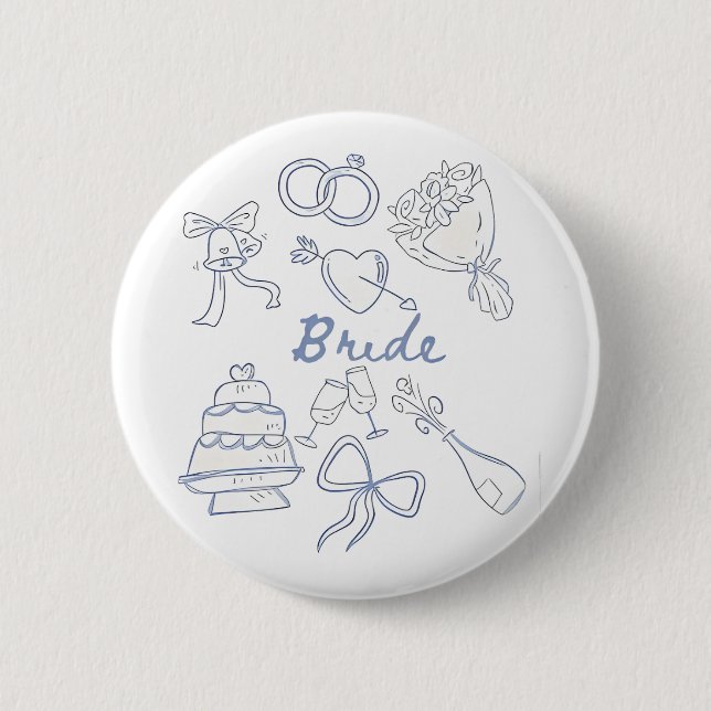 Badge Rond 5 Cm Mariée Fiançailles Mariage Couples Mari Épouse (Devant)