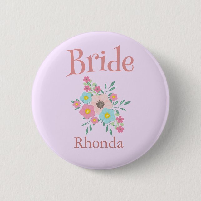 Badge Rond 5 Cm Mariée Floral Mariage (Devant)
