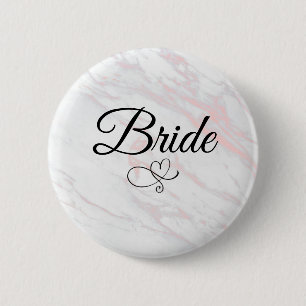 Badge Rond 5 Cm Mariée moderne en marbre rose et gris