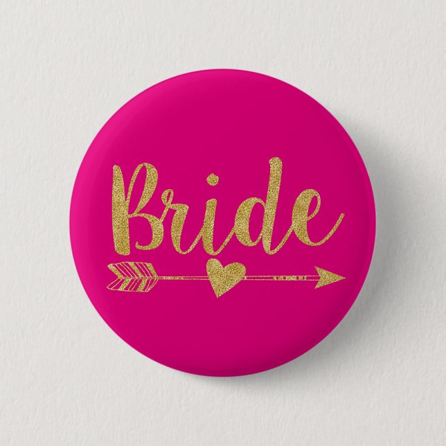 Badge Rond 5 Cm Mariée | Parties scintillant-impression Golden&Hot (Devant)