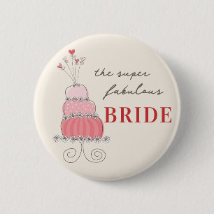 Badge Rond 5 Cm Mariée Rose pâle chic Étiquette de nom de gâteau d