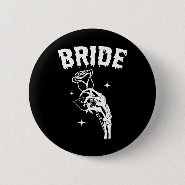 Badge Rond 5 Cm Mariée Skeleton Mariage main Halloween Couples Mat (Devant)