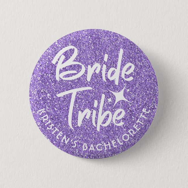 Badge Rond 5 Cm Mariée Tribe Bachelorette Pin Violet (Devant)