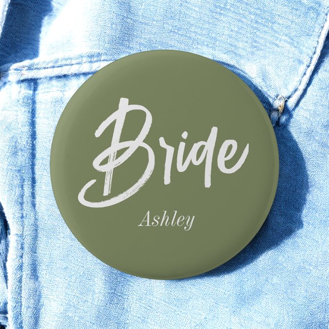 Badge Rond 5 Cm Mariée Vert Sauge Mariage Script  (Créateur téléchargé)