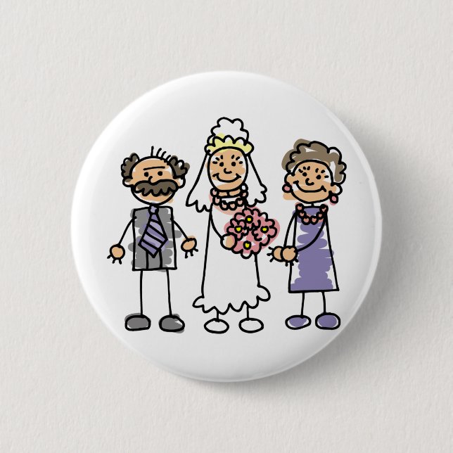 Badge Rond 5 Cm Mariées Parents Mariage Jour Avant La Cérémonie (Devant)