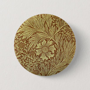 Badge Rond 5 Cm Marigold William Morris Motif d'antiquité