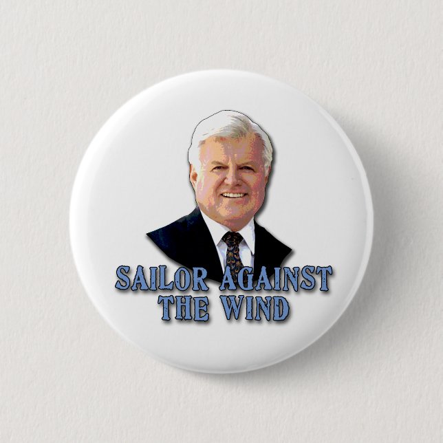 Badge Rond 5 Cm Marin de Ted Kennedy contre le vent (Devant)