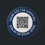 Badge Rond 5 Cm Marine Blue Merci & Scan Me Promotionnels QR Code<br><div class="desc">Bouton de code QR pour petite entreprise avec une bordure bleu marine et votre propre code QR et texte personnalisé dans une courbe autour de votre code QR. Merci pour acheter bouton promo personnalisé avec votre code QR et texte personnalisé. Un bouton promotionnel personnalisé avec lequel vous pouvez annoncer vos...</div>