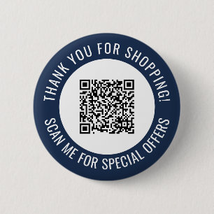 Badge Rond 5 Cm Marine Blue Merci & Scan Me Promotionnels QR Code