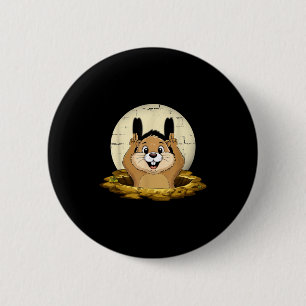 Badge Rond 5 Cm Marionnette drôle d'ombre de marmotte Bonne fête d