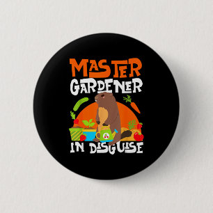 Badge Rond 5 Cm Marmotte_ Maître Jardinier Disguisé