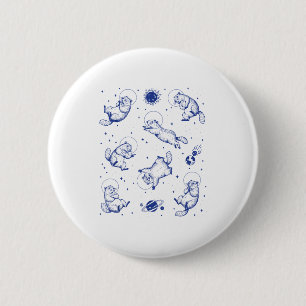 Badge Rond 5 Cm Marmottes Astronaute Dans L'espace Drôle Rétro Mar