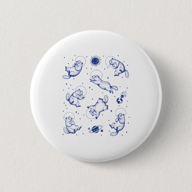 Badge Rond 5 Cm Marmottes Astronaute Dans L'espace Drôle Rétro Mar (Devant)