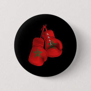 Badge Rond 5 Cm Maroc Gants de boxe Drapeau Fierté Marocaine Boxe