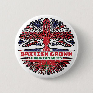 Badge Rond 5 Cm Maroc Royaume-Uni Royaume-Uni British Tree