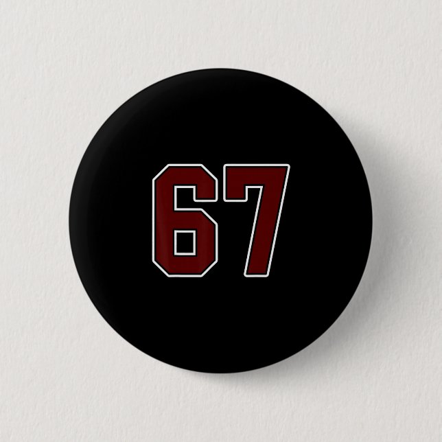 Badge Rond 5 Cm Maroon And White Number 67 Jersey Player Uniform # (Devant)