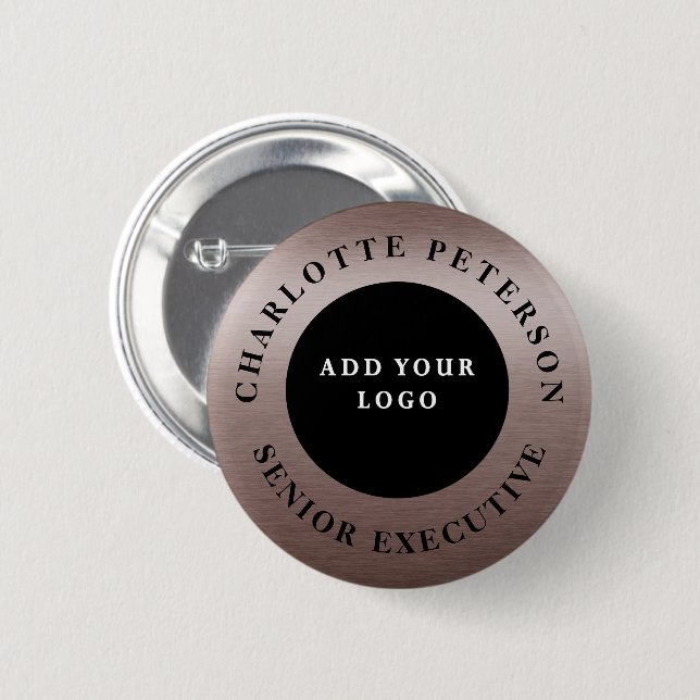 Badge Rond 5 Cm Marque promotionnelle du logo personnalisé Brown m (Devant & derrière)