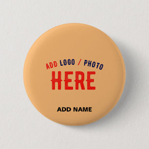 BADGE ROND 5 CM MARQUE VÉRIFIÉE ORANGE PÊCHE PERSONNALISÉE MODERNE