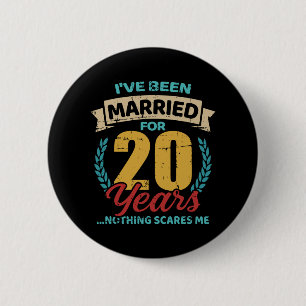 Badge Rond 5 Cm Married for 20 ans 20e anniversaire