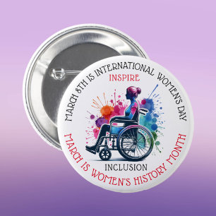 Badge Rond 5 Cm Mars est le Mois de l'histoire des femmes Inspirer