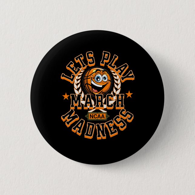 Badge Rond 5 Cm Mars Folie Lit Jouer Basket-Ball Ncaa (Devant)