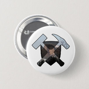 Badge Rond 5 Cm Marteau de géologue et logo Half Dome