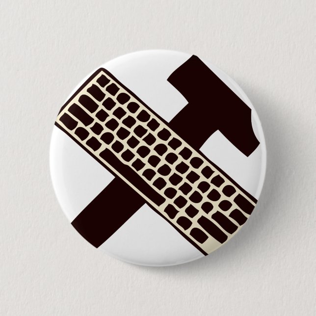 Badge Rond 5 Cm Marteau et clavier (Devant)