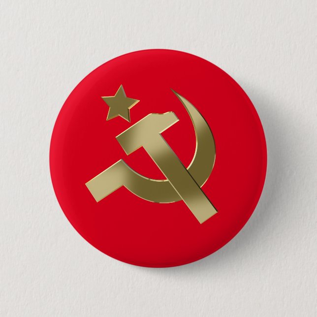 Badge Rond 5 Cm Marteau et faucille (Devant)