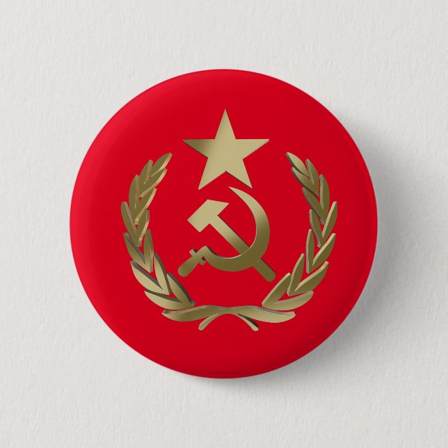 Badge Rond 5 Cm Marteau et faucille (Devant)