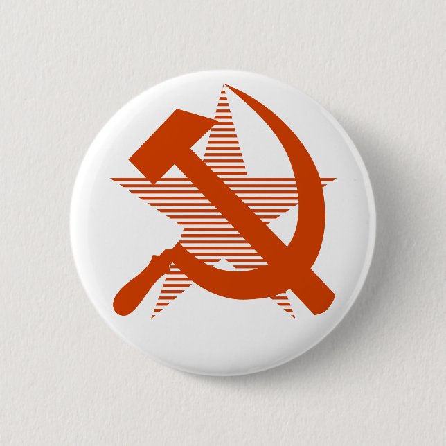Badge Rond 5 Cm Marteau et faucille rouges soviétiques (Devant)