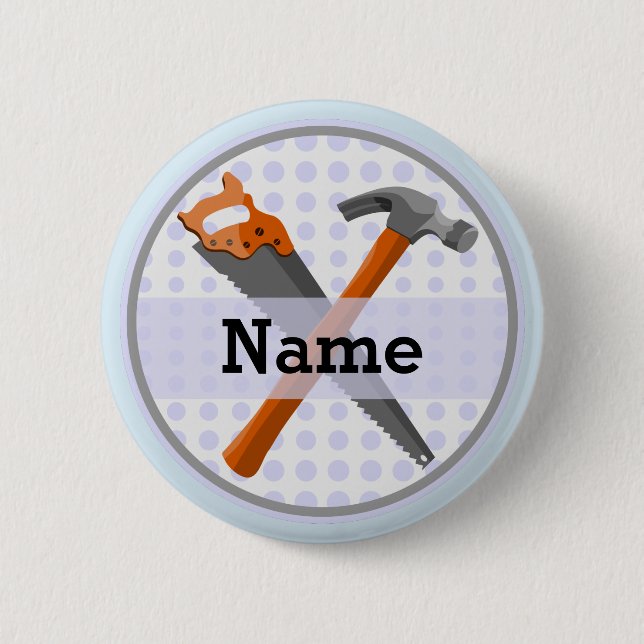 Badge Rond 5 Cm Marteau et scie design pour garçons (Devant)
