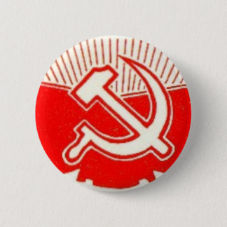 Badge Rond 5 Cm Marteau, faucille, et drapeaux rouges