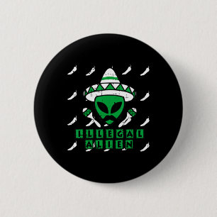 Badge Rond 5 Cm Martian Alien illégal Zone mexicaine-51 Hallowee a