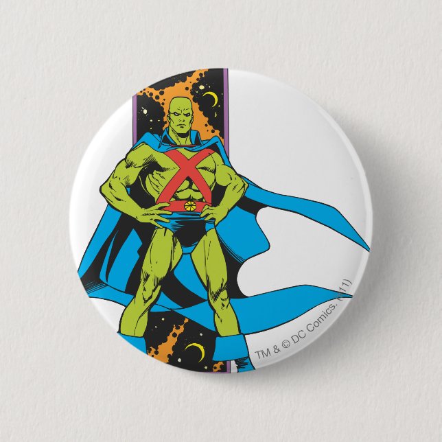 Badge Rond 5 Cm Martian Manhunter et l'espace (Devant)